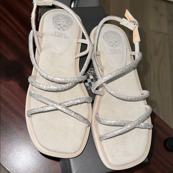 Jimena Embellished Sandal (Women)VINCE CAMUTO Taupe Size 6 - Picture 4 of 7